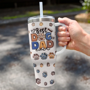 Tu es mon meilleur ami - Gobelet personnalisé en acier inoxydable avec poignée, effet gonflé 3D, imprimé, 40 oz - Fête des pères, cadeau pour les propriétaires d'animaux et les amoureux des animaux