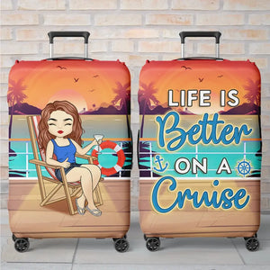 La fille qui aime les croisières - Housse de bagage personnalisée - Cadeau de vacances, cadeau pour les amoureux du voyage d'aventure