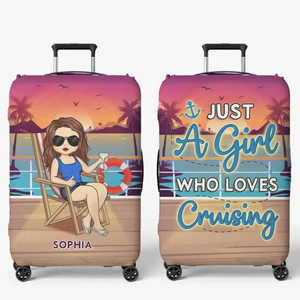 La fille qui aime les croisières - Housse de bagage personnalisée - Cadeau de vacances, cadeau pour les amoureux du voyage d'aventure