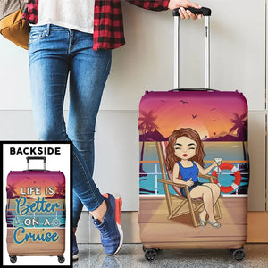 La fille qui aime les croisières - Housse de bagage personnalisée - Cadeau de vacances, cadeau pour les amoureux du voyage d'aventure