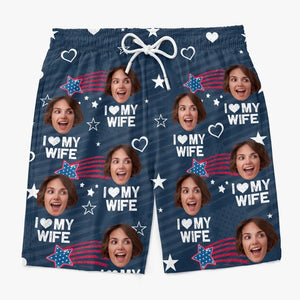 Photo personnalisée Tout le monde sait que tu es à moi - Short de plage hawaïen personnalisé amusant pour homme - Cadeau de vacances d'été, cadeau de fête d'anniversaire pour mari