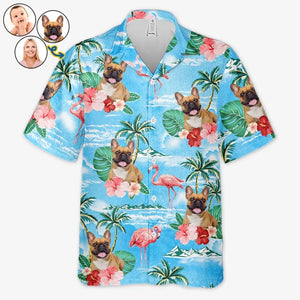 Photo personnalisée « Je suis prêt à aller à la plage » - T-shirt hawaïen unisexe personnalisé pour chien et chat - Cadeau de vacances d'été, cadeau pour propriétaires d'animaux, amoureux des animaux