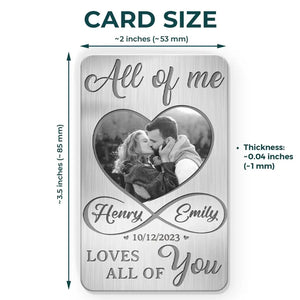Photo personnalisée « Tout de moi, tout de toi » - Carte portefeuille en aluminium personnalisée pour couple - Cadeau pour mari et femme, anniversaire
