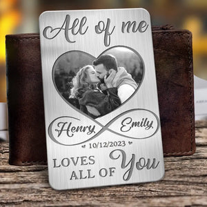 Photo personnalisée « Tout de moi, tout de toi » - Carte portefeuille en aluminium personnalisée pour couple - Cadeau pour mari et femme, anniversaire