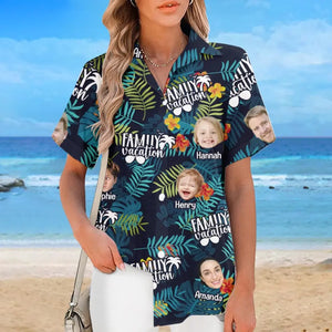 Photo personnalisée : l'été est le summum de la vie - T-shirt hawaïen tropical unisexe personnalisé pour la famille - Cadeau de vacances d'été, cadeau pour les membres de la famille