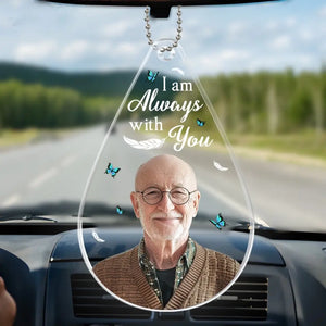 Photo personnalisée « Dans nos cœurs, tu restes » – Ornement de voiture personnalisé commémoratif – Forme personnalisée en acrylique – Cadeau de condoléances pour les membres de la famille