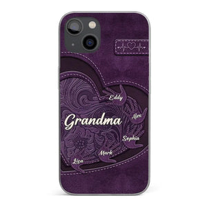 L'amour à chaque contact - Coque de téléphone transparente personnalisée pour la famille - Cadeau pour maman, grand-mère
