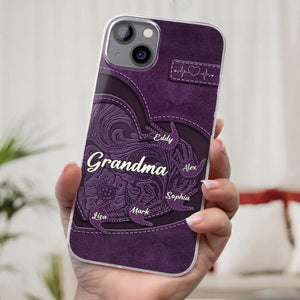 L'amour à chaque contact - Coque de téléphone transparente personnalisée pour la famille - Cadeau pour maman, grand-mère