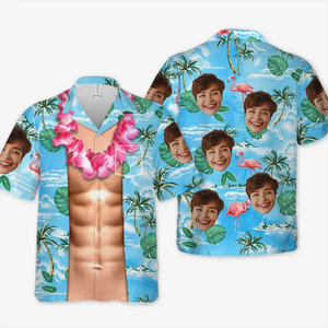 Photo personnalisée « La mer m'appelle et je dois y aller » - T-shirt hawaïen tropical unisexe personnalisé pour la famille - Cadeau de vacances d'été, cadeau pour les membres de la famille