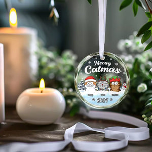 Joyeux Noël à tous ! Décoration de Noël personnalisée en verre avec motif chien et chat. Cadeau idéal pour les propriétaires et les amoureux des animaux.