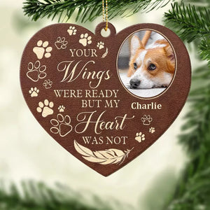 Photo personnalisée « Une empreinte de patte sur mon cœur » – Ornement commémoratif personnalisé en cuir – Cadeau de Noël, cadeau de condoléances pour les propriétaires d'animaux et les amoureux des animaux