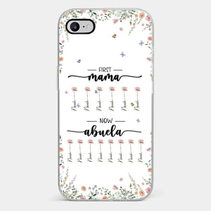 Première maman, maintenant grand-mère - Coque de téléphone transparente personnalisée pour la famille - Cadeau pour maman et grand-mère