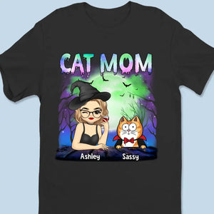 T-shirt, sweat à capuche et sweat-shirt unisexe personnalisé « Chat effrayant » d'Halloween - Cadeau d'Halloween pour les propriétaires et les amoureux des animaux