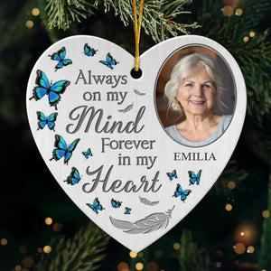 Photo personnalisée : maintenant au paradis, pour toujours en paix - Ornement commémoratif personnalisé - Forme personnalisée en métal - Cadeau de condoléances, cadeau de Noël pour les membres de la famille