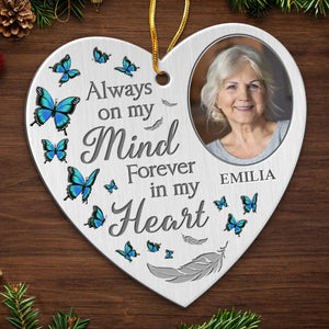 Photo personnalisée : maintenant au paradis, pour toujours en paix - Ornement commémoratif personnalisé - Forme personnalisée en métal - Cadeau de condoléances, cadeau de Noël pour les membres de la famille