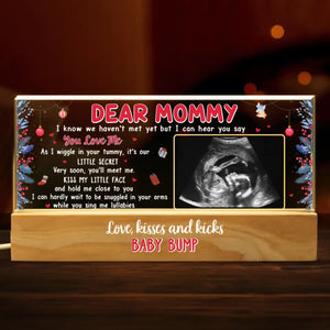 Photo personnalisée « Je te rencontrerai et embrasserai ton petit visage » - Veilleuse LED 3D en acrylique avec lettres personnalisées pour la famille - Cadeau pour bébé, enfant et nouveau-né