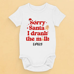Désolé Père Noël, j'ai bu du lait - Body bébé personnalisé pour toute la famille - Cadeau de Noël pour bébé, enfant et nouveau-né