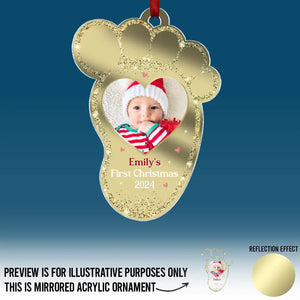Décoration de Noël personnalisée pour bébé - Décoration de Noël personnalisée en acrylique miroir - Cadeau de Noël pour bébé, enfant et nouveau-né