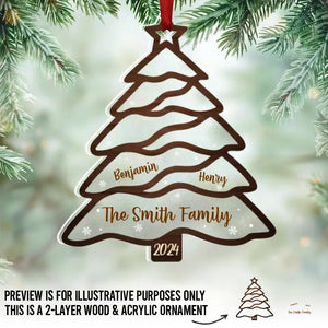 Les familles sont le plus beau cadeau de Noël ! Décoration de Noël personnalisée en bois et acrylique.