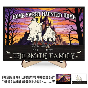 Les vêtements sont une déclaration, les costumes racontent une histoire - Plaque en bois personnalisée à 2 couches avec support pour la famille - Cadeau d'Halloween pour les membres de la famille
