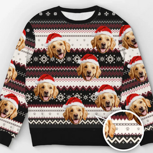 Joyeux Noël avec photo personnalisée ! - Sweat-shirt moche personnalisé pour chien et chat - Pull unisexe en laine - Cadeau de Noël pour propriétaires et amoureux des animaux