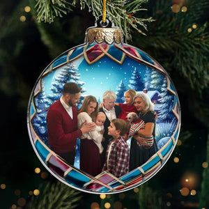 Photo personnalisée « Le cœur de Noël est la famille » - Décoration familiale personnalisée - Bois, acrylique, forme personnalisée - Cadeau de Noël pour les membres de la famille