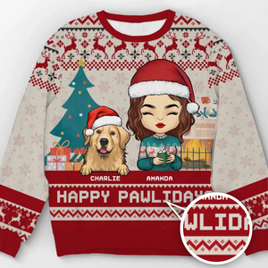 Joyeux Pawlidays - Sweat-shirt personnalisé pour chien et chat - Pull unisexe en laine - Cadeau de Noël pour mari, femme, anniversaire, propriétaires d'animaux, amoureux des animaux