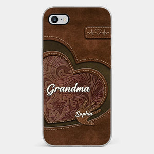 L'amour à chaque contact - Coque de téléphone transparente personnalisée pour la famille - Cadeau pour maman, grand-mère