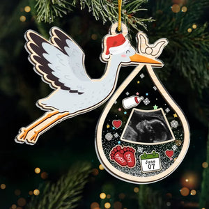 Béni avec le plus doux des cadeaux - Ornement personnalisé familial - Forme personnalisée en acrylique - Cadeau de Noël pour bébé, enfant, nouveau-né