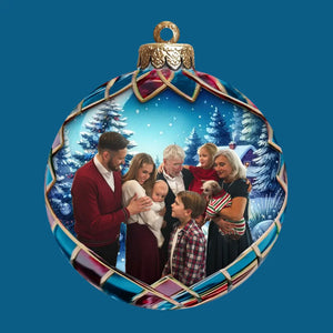 Photo personnalisée « Le cœur de Noël est la famille » - Décoration familiale personnalisée - Bois, acrylique, forme personnalisée - Cadeau de Noël pour les membres de la famille
