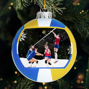 Photo personnalisée « Laissez les bons moments rouler » – Ornement sportif personnalisé – Forme personnalisée en acrylique – Cadeau de Noël pour les amateurs de sport et les joueurs