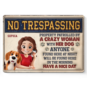 Une folle avec son chien - Plaque en métal personnalisée effet gonflé 3D imprimée pour décoration d'intérieur - Cadeau de pendaison de crémaillère pour propriétaires et amoureux des animaux