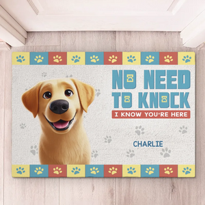 Pas besoin de frapper, le chien vous a senti à un pâté de maisons - Tapis décoratif personnalisé pour chien - Cadeau de pendaison de crémaillère pour les propriétaires d'animaux et les amoureux des animaux
