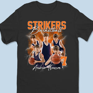 T-shirt unisexe personnalisé avec photo « Dressez grand, jouez dur » ; t-shirt premium, sweat à capuche ; cadeau pour les amateurs de sport.