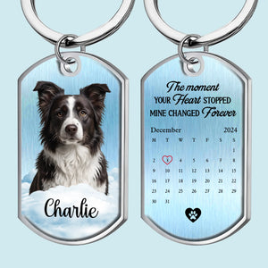 Photo personnalisée : vos empreintes de pattes sont gravées dans mon âme - Porte-clés personnalisé commémoratif - Cadeau de condoléances pour les propriétaires et les amoureux des animaux