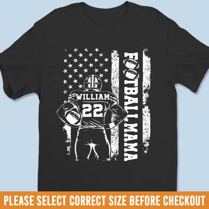 Custom Senior Football Mom T-shirt, Hoodie - Personalized Birthday Football Gifts For Mom, Football Lovers, NFL Fans, Sport Lovers - Football Mama With Flag