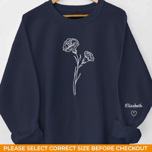 Blooming Bonds - Sweat-shirt unisexe personnalisé avec motif sur la manche - Cadeau pour maman et grand-mère