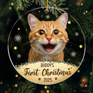 Photo personnalisée : « Mon animal de compagnie m'apporte la joie de Noël » – Décoration personnalisée pour chien et chat – Acrylique – Cadeau de Noël pour les propriétaires et les amoureux des animaux