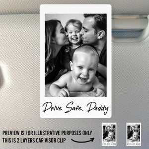 Custom Photo Car Visor Clip - Personalized Father's Day Birthday Gifts For Mom, Dad, Brother, Sister, Kids - Love You More