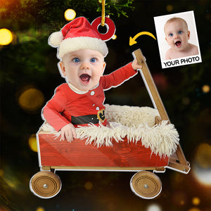 Photo personnalisée « Soyez heureux mon bébé » - Ornement personnalisé familial personnalisé - Forme personnalisée en acrylique - Cadeau de Noël pour bébé, enfant, nouveau-né