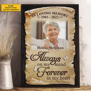 You're Forever In My Heart & I Will Never Forget You - Upload Image, Personalized Vertical Poster