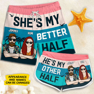 Tu es ma meilleure moitié - Short de plage personnalisé pour couple - Cadeau pour couple, mari et femme