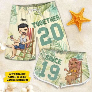 Toi et moi ensemble - Short de plage personnalisé pour couple - Cadeau pour couple, mari et femme