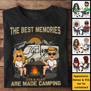 The Best Memories Are Made Camping - Personalized Unisex T-Shirt, Hoodie, Sweatshirt - Gift For Couple, Husband Wife, Anniversary, Engagement, Wedding, Marriage, Camping Gift