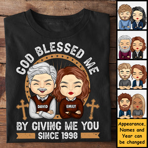 Dieu m'a béni en me donnant toi - T-shirt unisexe personnalisé, sweat à capuche, sweat-shirt - Cadeau pour couple, mari, femme, anniversaire, fiançailles, mariage, cadeau de mariage