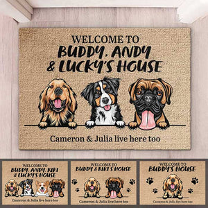 Dog - Welcome To Dog's House - Funny Personalized Dog Decorative Mat.