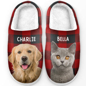 Custom Photo Happiness Is A Warm Puppy - Dog & Cat Personalized Custom Fluffy Slippers - Gift For Pet Owners, Pet Lovers