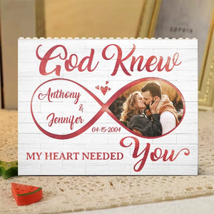 Custom Photo My Heart Needed You - Couple Personalized Custom Horizontal Rectangle Shaped Building Brick Blocks - Gift For Husband Wife, Anniversary