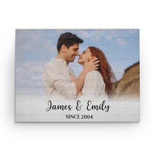 Custom Photo Give Me Your Forever - Couple Personalized Custom Horizontal & Vertical Rectangle Shaped Building Brick Blocks - Gift For Husband Wife, Anniversary