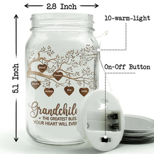 La plus grande bénédiction - Lampe personnalisée en pot Mason pour la famille - Cadeau pour la fête des mères, maman, grand-mère